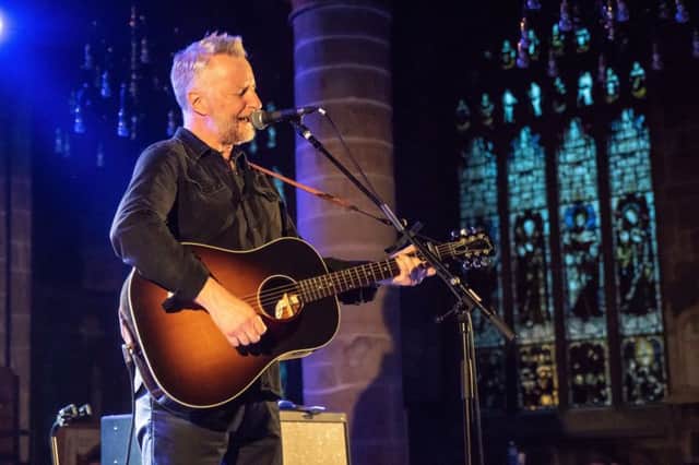 Billy Bragg performing at Wakefield Cathedral during Long Division festival. Picture: Anthony Longstaff