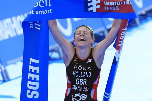 Great Britain's Vicky Holland celebrates winning the elite women's race. Picture: Mike Egerton/PA Wire