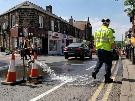 Part of Otley Road was shut while contractors repaired the burst water main (photo: Robyn Vinter)