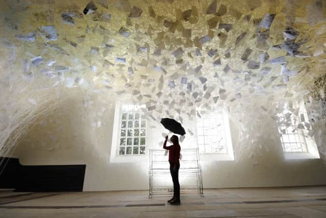 The large-scale instalation by artist Chiharu Shiota, Beyond Time, in the 18th century chapel at the Yorkshire Sculpture Park. Picture by Simon Hulme