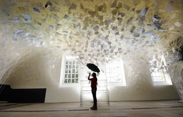 The large-scale instalation by artist Chiharu Shiota, Beyond Time, in the 18th century chapel at the Yorkshire Sculpture Park. Picture by Simon Hulme