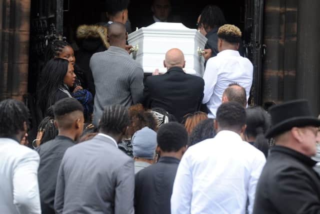 Funeral of Raheem Wilks at St Aidan's Church in Harehills in April 2017. Picture:Tony Johnson