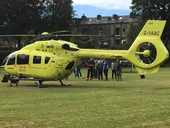 The Air Ambulance in Sowerby Bridge. Photo sent in by Mark Stott