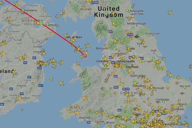 Flight BA290 is flying between Phoenix and London Heathrow. planefinder.net