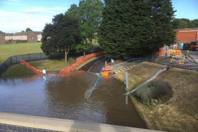 Armley Gyratory flooded. Photos: West Yorkshire Police