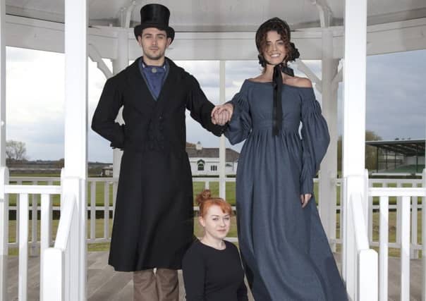 Models dressed as visitors to the very first Great Yorkshire Show in 1838 might have looked, wearing designs by Joanna Rishworth (seated). All pictures taken at the Great Yorkshire Showground by Doug Jackson.