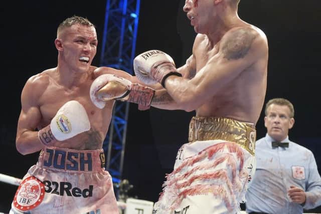 It was a bloody contest between Josh Warrington and Lee Selby  at Elland Road (Picture: Steve Riding)