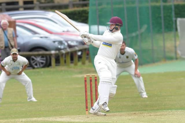 Jordan Laban hits out for Methley against visitors New Farnley. PIC: Steve Riding