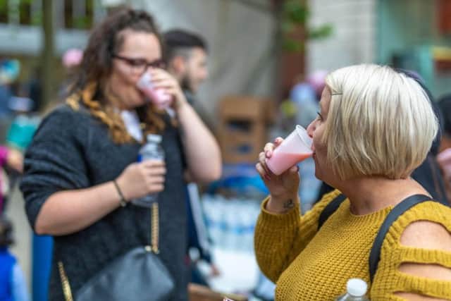 Drinks were given out for free on Saturday.