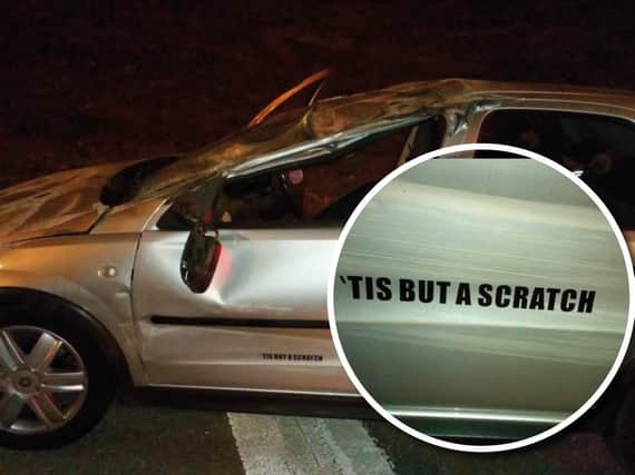 It's a bit more than a scratch isn't it... Photo: West Yorkshire Police RPU/Twitter