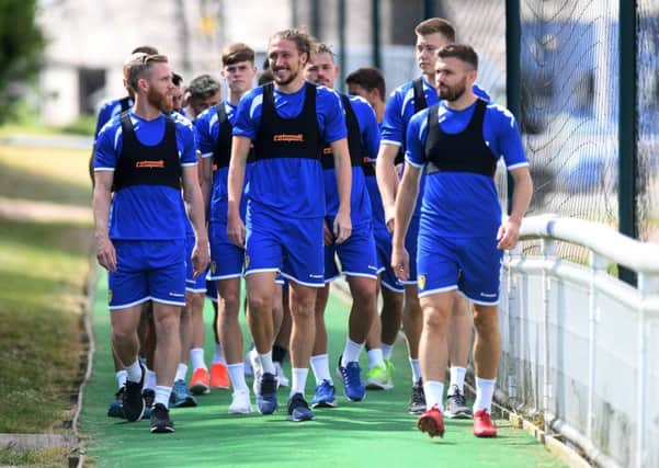WELCOME BACK: Leeds United's players take part in pre-season training at Thorp Arch..
 Picture: Jonathan Gawthorpe.