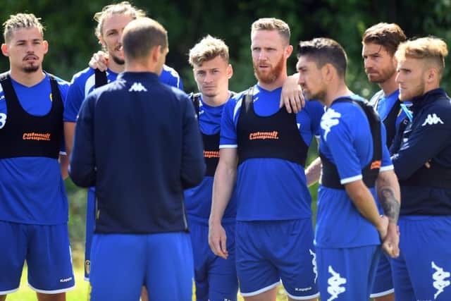 Leeds United's players take part in pre-season training at Thorp Arch. Picture: Jonathan Gawthorpe