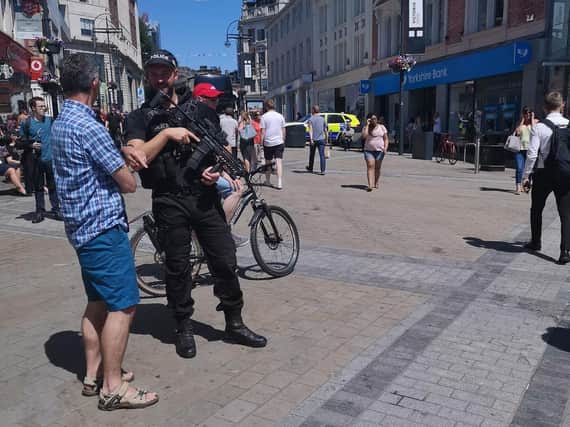 Police presence in the city centre. PIC: Laura Johnson