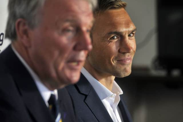 Gary Heatherington announces former captain Kevin Sinfield as the new Director of Rugby at the Leeds Rhinos. (Picture: Tony Johnson)