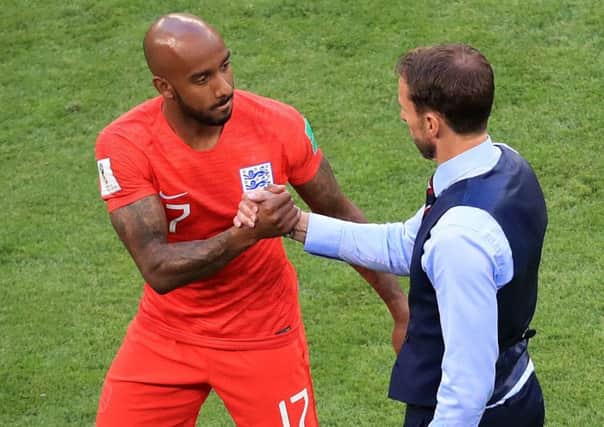 Fabian Delph and England manager Gareth Southgate. PIC: Adam Davy/PA Wire