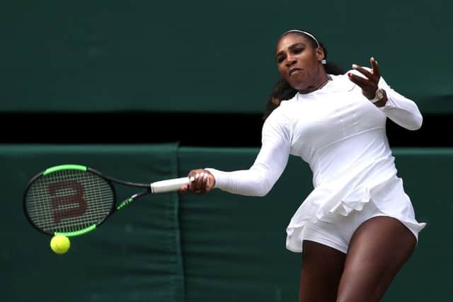 Serena Williams on her way to beating Camila Giorgi after losing the first set of their quarter-final (Picture: Jonathan Brady/PA Wire).