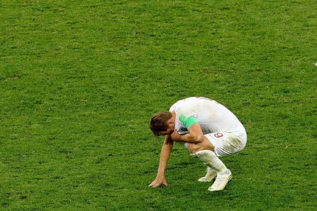 England's Harry Kane appears dejected followingthe final whistle after losing 2-1 to Croatia in extra-time in the World Cup semi-final match at the Luzhniki Stadium in Moscow. Picture: Aaron Chown/PA