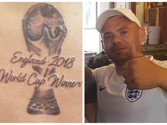 Jamie Richardson (right) and a close up of the tattoo (left)