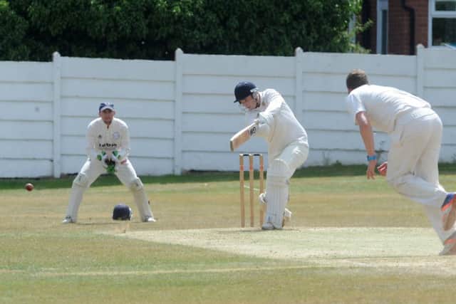 Four runs for Townville batsman Harry Clewett at Farsley. PIC: Steve Riding