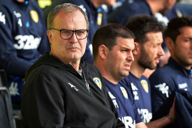 Marcelo Bielsa in the dugout for his first game in charge at Forest Green.