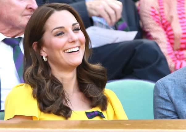 CELEB GET THE LOOK: The Duchess of Cambridge went to Wimbledon last week, wowing the crowds in yellow, the perfect foil for her signature glossy brown hair. Try Josh Wood Colour Renewing Shampoo & Conditioner for Brunette Hair, Â£10, at Boots. Picture: John Walton/PA Wire.