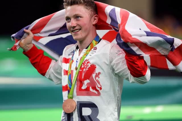 Great Britain's Nile Wilson has won a bronze medal in the men's horizontal bar at the Rio Olympic Arena on the eleventh day of the Rio Olympics Games, Brazil. PRESS ASSOCIATION Photo. Picture date: Tuesday August 16, 2016. Photo credit should read: Owen Humphreys/PA Wire. EDITORIAL USE ONLY