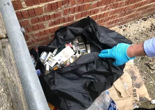The holdall containing cigarettes, recovered by police.