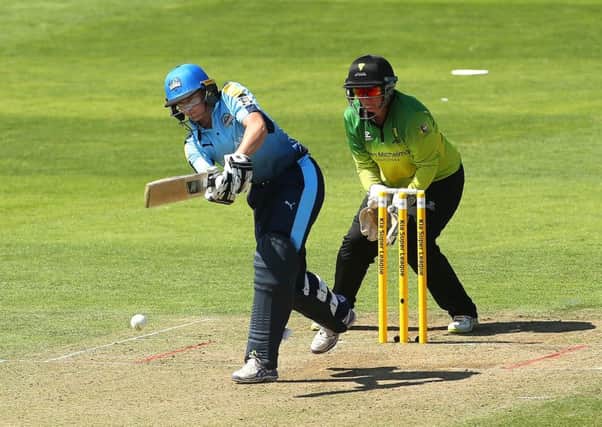 Yorkshire Diamonds' Delissa Kimmince, on her way to 55 not out against Western Storm. Picture: Mark Kerton/PA.