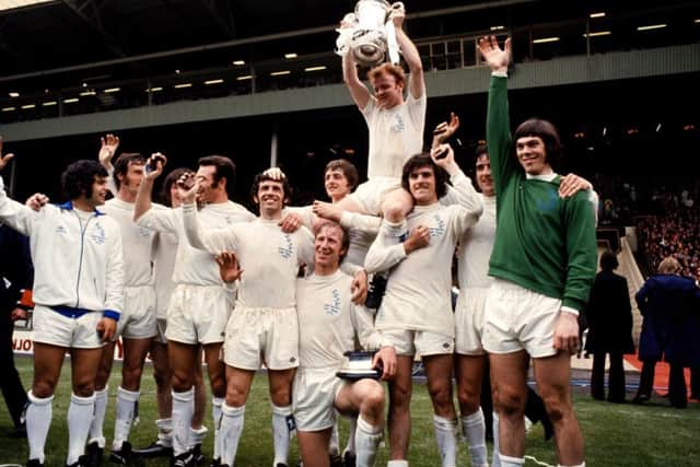 WINNER: Leeds United celebrate winning the FA Cup in 1972: (l-r) Mick Bates, Paul Madeley, Eddie Gray, Paul Reaney, Johnny Giles, Jack Charlton, Allan Clarke, Billy Bremner, Peter Lorimer, Norman Hunter, David Harvey. Picture: PA