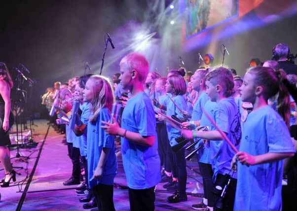 200 primary school children from Leeds take to the stage at the FirstDirect Arena to perform Samba to an audience of over 3000 teachers.