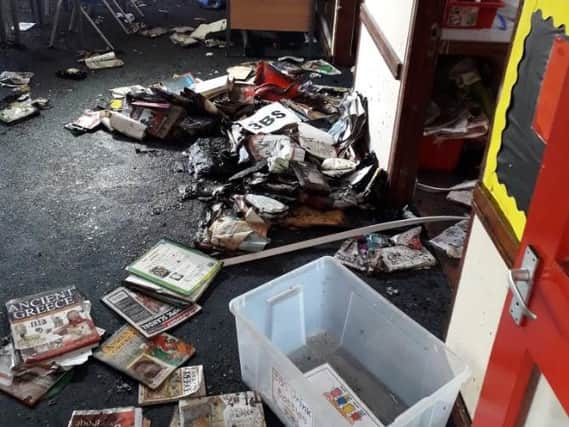 Head teacher, Nick Long, tweeted pictures of the damaged classroom.