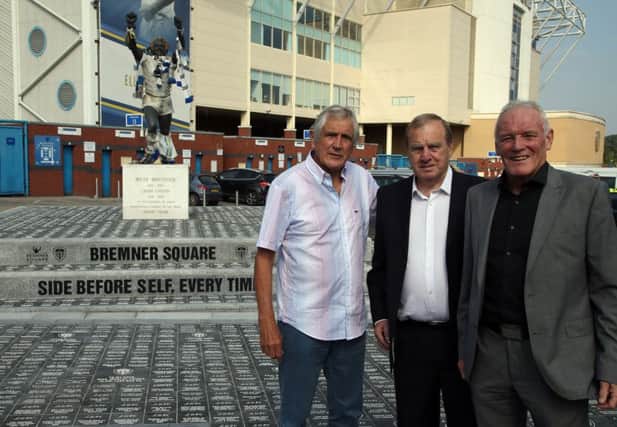 Opening of New LUFC Brmener Square today by Norman Hunter, Peter Lorimer and Ediie Gray.
An area with fans plaques in place at the Billy Bremner statue at Elland road.