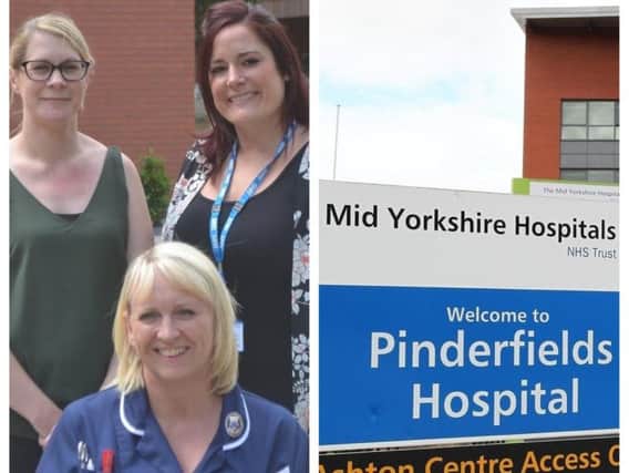 The nurses who helped deliver the baby in Pinderfields Hospital car park. Picture supplied by the trust.