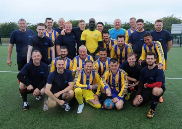 Teams from SBS Contractors, Liversdge and JEM shopfitting , Ossdett took aprt in a charity football match at Bruntcliffe Acadamy to raise money for Candlelighters  sun 29th july 2018