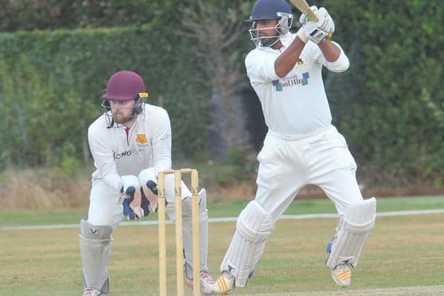 Yasir Ali, of Follifoot, watches the ball away for more runs against Bilton. PIC: Steve Riding
