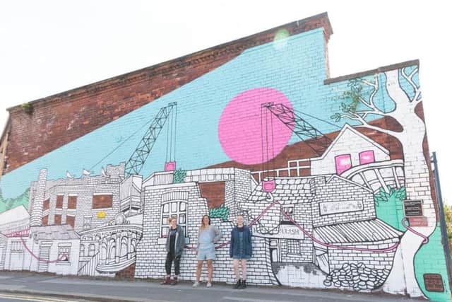 Jo Peel, centre, with fellow artists Fem Sorcell, left, and Radha Ferris, right. Picture by Matt Chappell