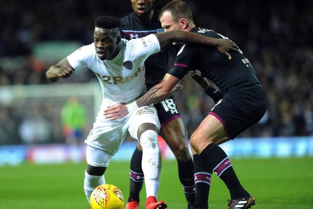 Ronaldo Vieira battles with Glenn Whelan (right) during Leeds United's clash at home to Aston Villa last season.