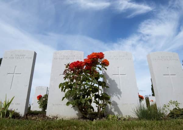 Graves at Tyne Cot Commonwealth War Graves Cemetery in Ypres, Belgium, during a commemoration ceremony to mark the centenary of Passchendaele.  Geoff Pugh/The Daily Telegraph/PA Wire