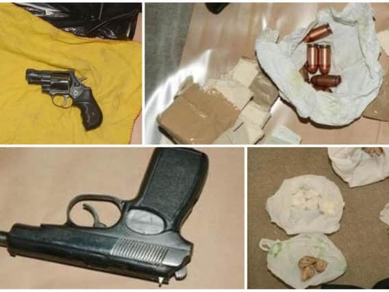 Weapons and drugs seized by police in Leeds during Operation Azureway, an 18-month investigation into drug dealing networks in the city.