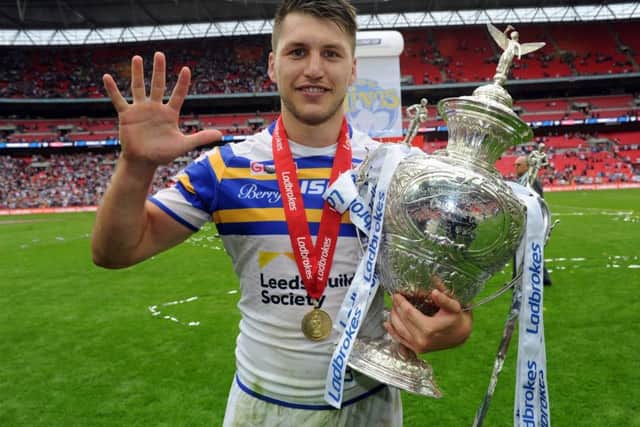 Five-try hero Tom Briscoe with the Challenge Cup in 2015.