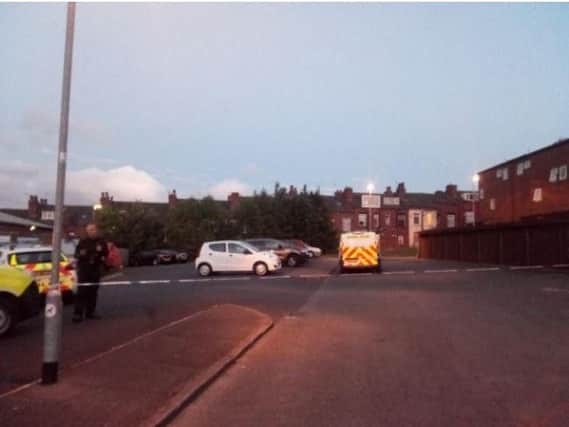 A police cordon was in place at the scene last night