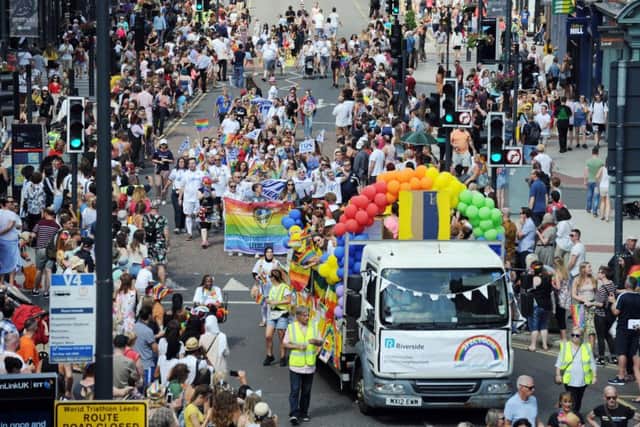Leeds Pride 2018
A large crowd in Vicar Lane