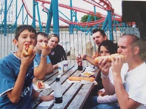 The family at one of their Flamingo Land outings