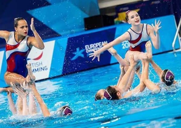 Leeds Synchro' members at the European Championships Pre-swim event. PIC: City of Leeds Synchronised Swimming Club