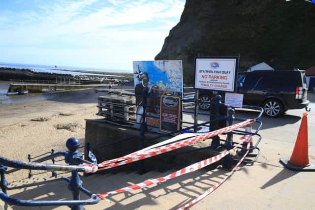 The scene in Staithes. Photo: PA