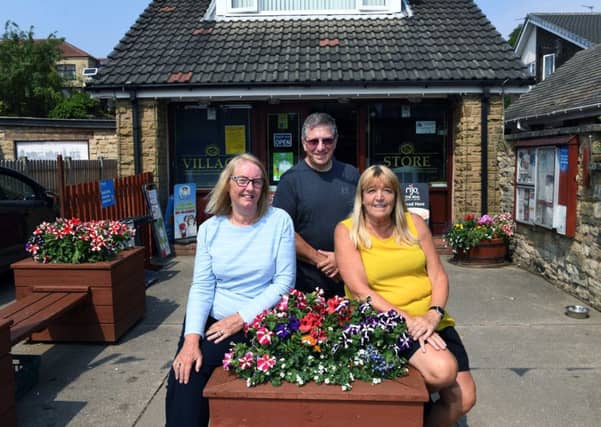 Darrington village is getting older. Pictured outside the village store, from left, Carole Morrell, Andy Tagger and Gail Jenkins. 24th July 2018. Picture Jonathan Gawthorpe