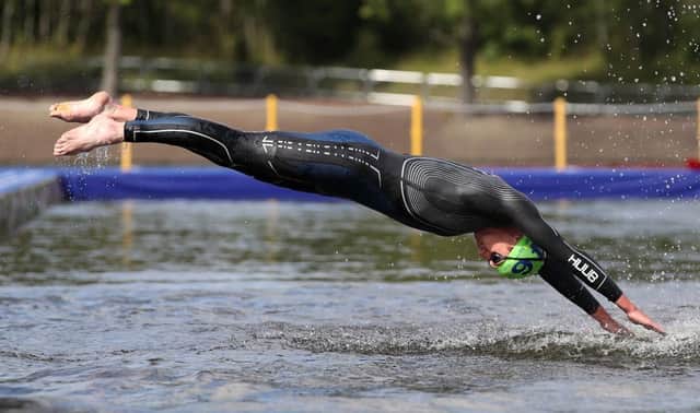 Leeds's Alistair Brownlee pictured at the start of the men's triathlon at the European Championships at Strathclyde Country Park (Picture: John Walton/PA Wire).