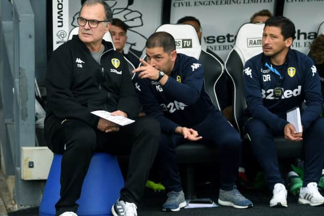Marcelo Bielsa in the dugout at Derby County.