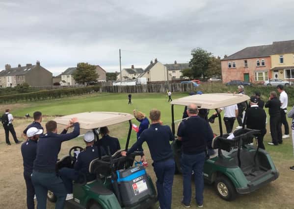 Yorkshire clinch victory over Cumbria thanks to Josh Morton (Huddersfield) holing a putt at the 17th to win his match (Picture: Yorkshire Union of Golf Clubs).