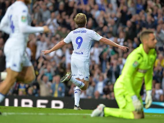 Patrick Bamford gives Leeds United the lead against Bolton Wanderers.
